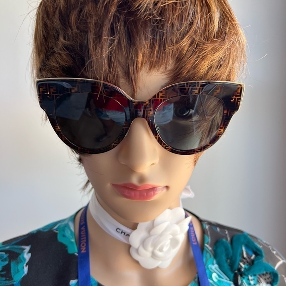 FENDI F is FENDI FF 55mm Havana Cat Eye Sunglasses - Picture 1 of 14